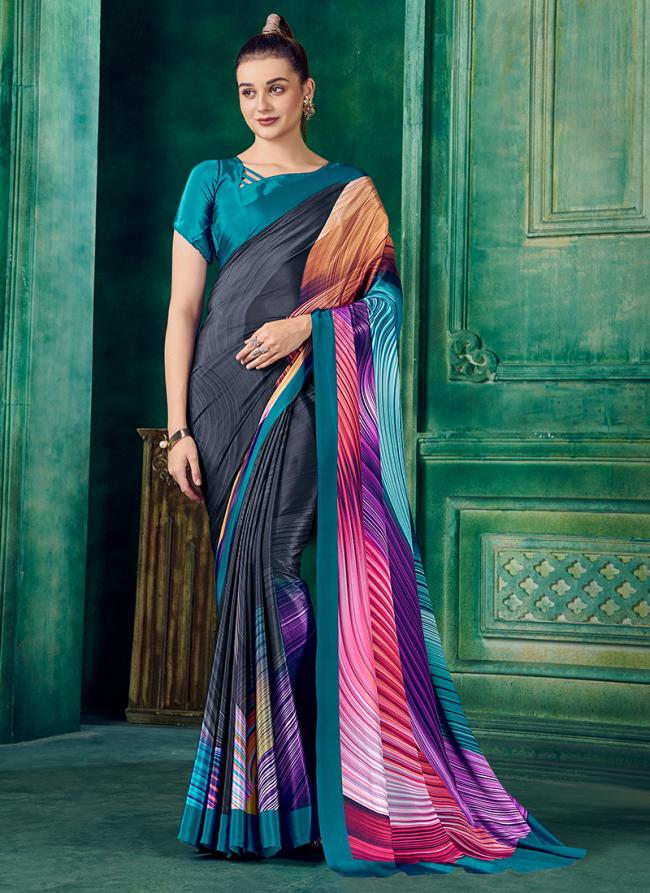 Crepe Multi Colour Casual Wear Printed Saree